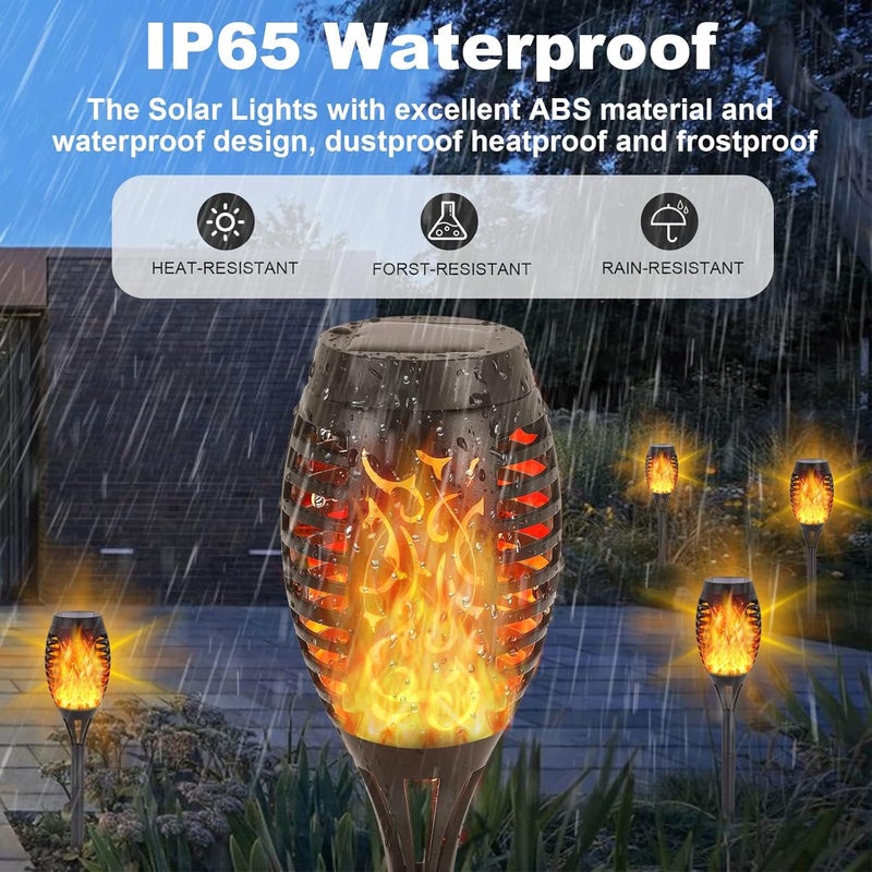 RIDALUX Solar Lights Outdoor, 8Pack Solar Torch Light with Flickering Flame for Garden Decor, Waterproof Outdoor Lighting Landscape, LED Flame Torches for Outside Patio Pathway Yard Decorations - Image 3